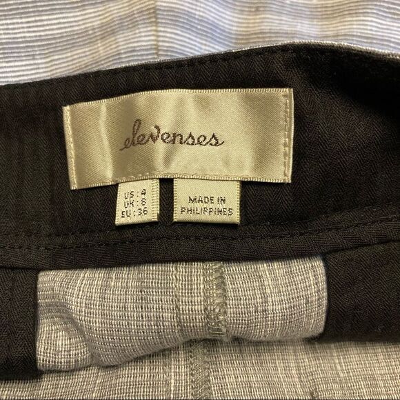 Anthropologie Elevenses Shorts Seaside White Gray Striped Size 4 small Bow - Picture 10 of 12